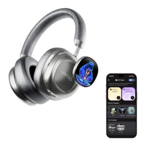 vws x1 wireless over ear bluetooth headphones, noise cancelling headphones with 40mm jamo drivers, dual oled touchscreen, app control, 60h playtime, silver