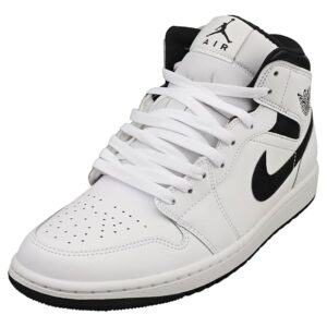 jordan men's 1 mid white/black white black (dq8426 132), white black 132, 8