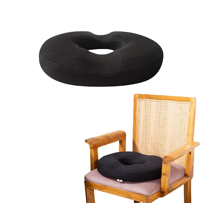 the white willow donut pillow – medium firm hr memory foam coccyx seat cushion for tailbone, hemorrhoid & piles pain relief – car & office chair – above 60kg – classic black the white willow donut pillow – medium firm hr memory foam coccyx seat cushion for tailbone, hemorrhoid & piles pain relief – car & office chair – above 60kg – classic black